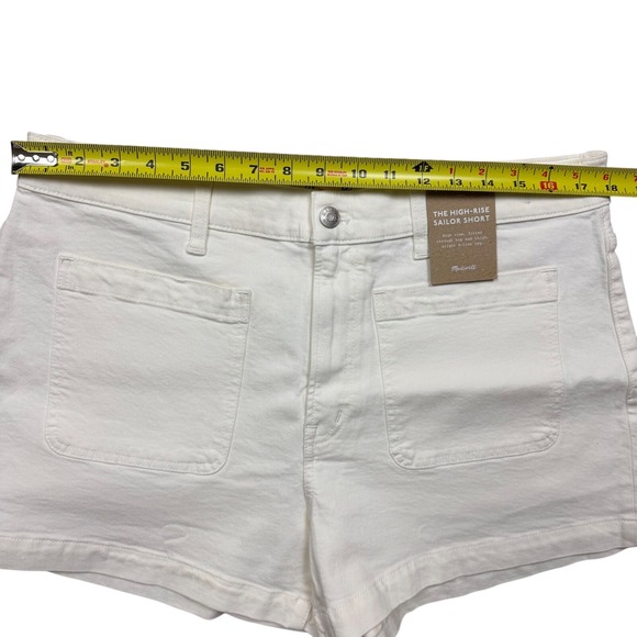 NWT Madewell Women's Denim Emmett Short Patch Pocket High-Rise Sailor White 32 - Picture 7 of 12